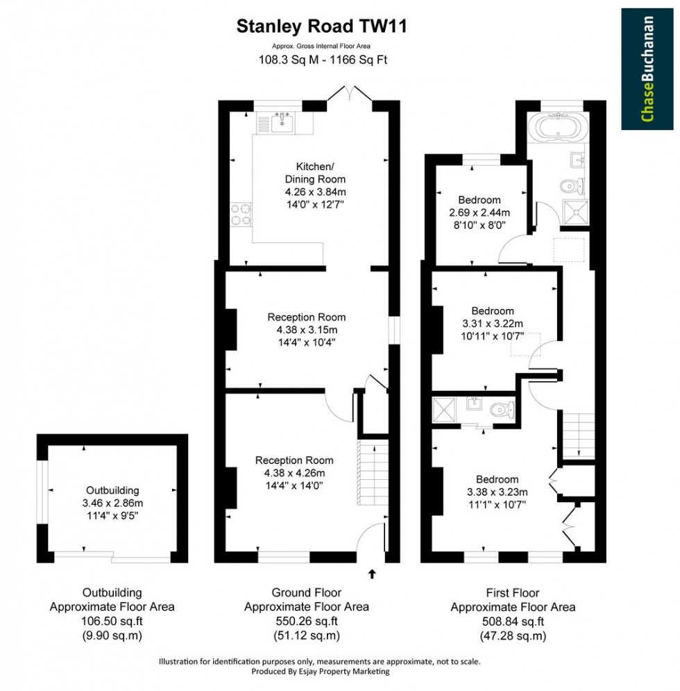 Floorplan for Stanley Road, Teddington