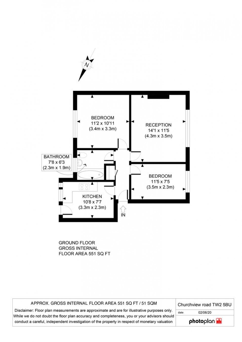 Floorplan for Churchview Road, Twickenham