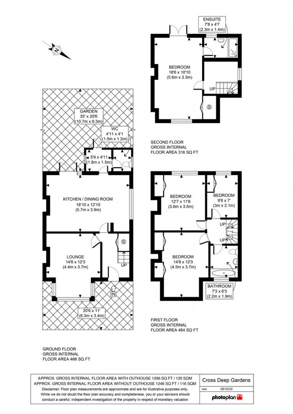 Floorplan for Cross Deep Gardens, Twickenham