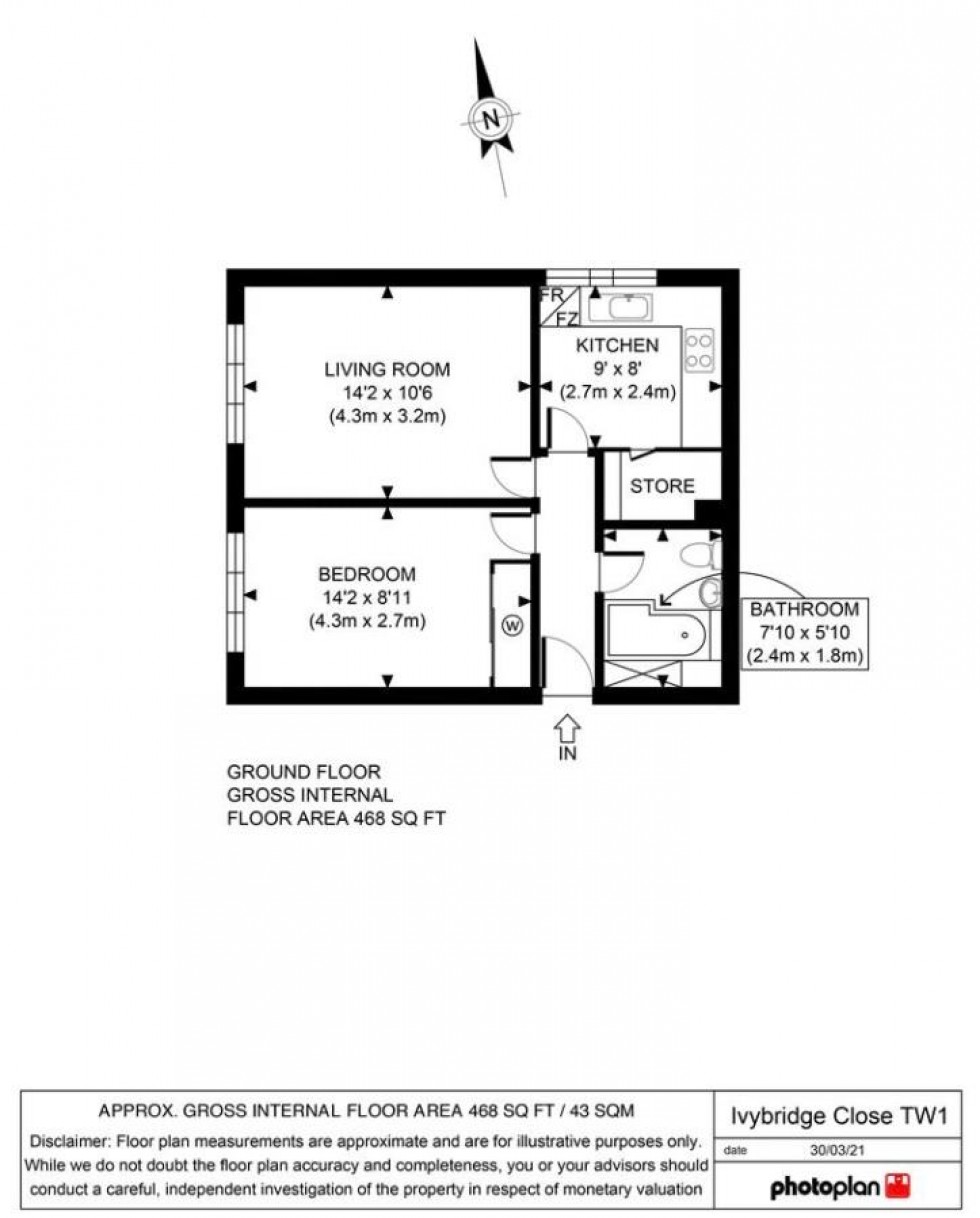 Floorplan for Ivybridge Close, Twickenham