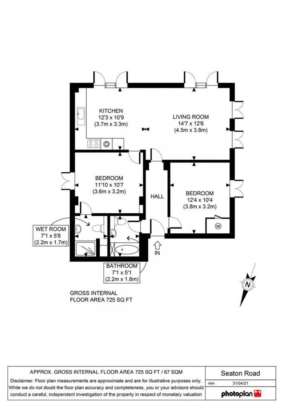 Floorplan for Seaton Road, Whitton