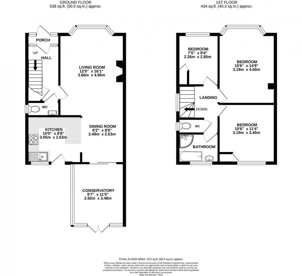 Floorplan for Whitton Dene, Hounslow