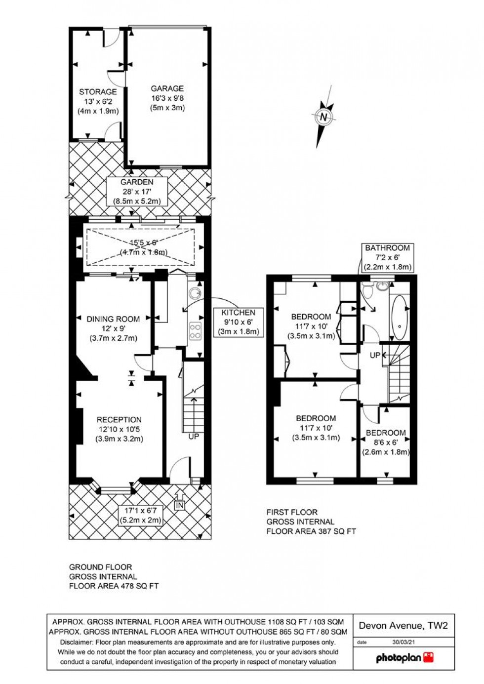 Floorplan for Devon Avenue, Twickenham