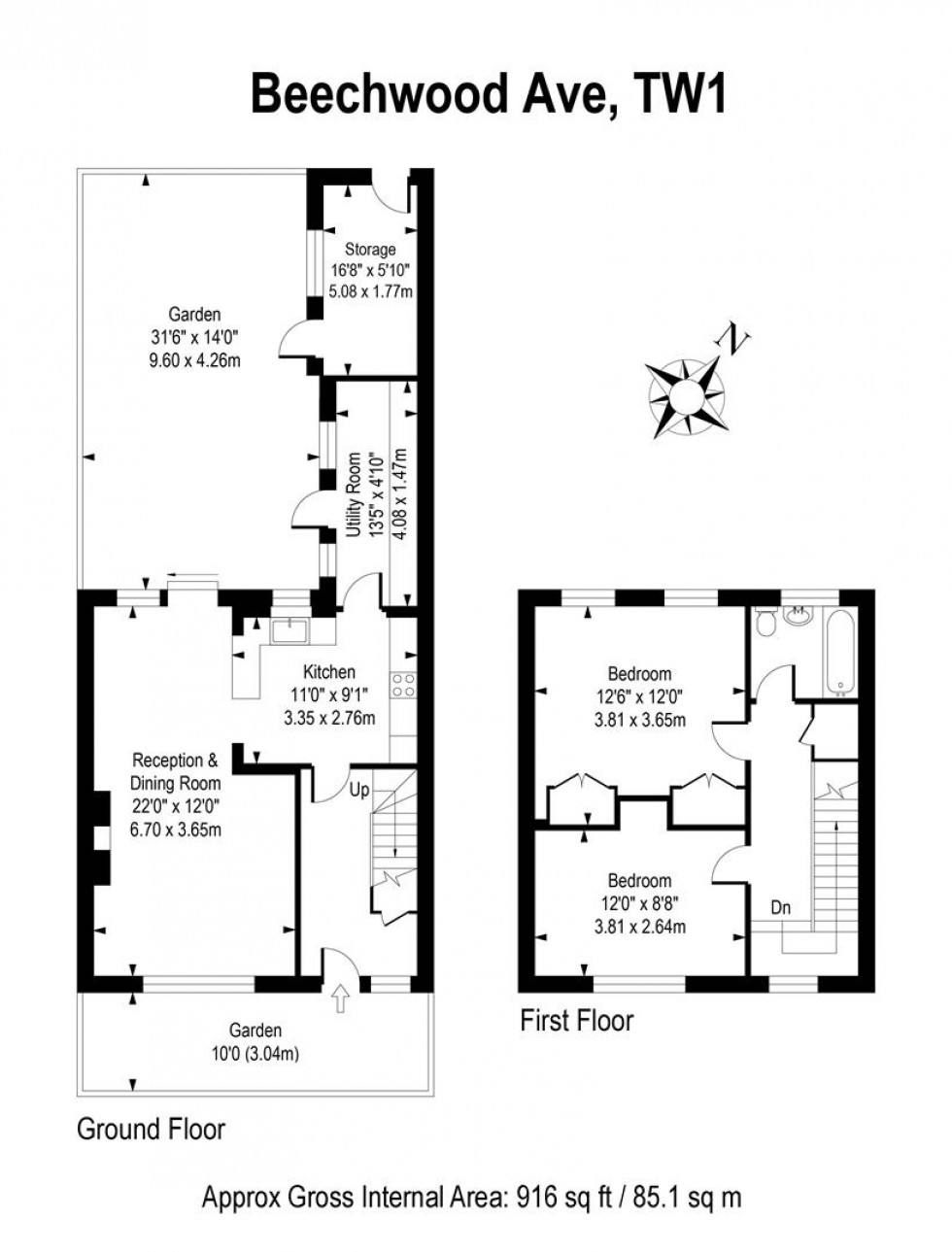 Floorplan for Beechwood Avenue, Sunbury-On-Thames