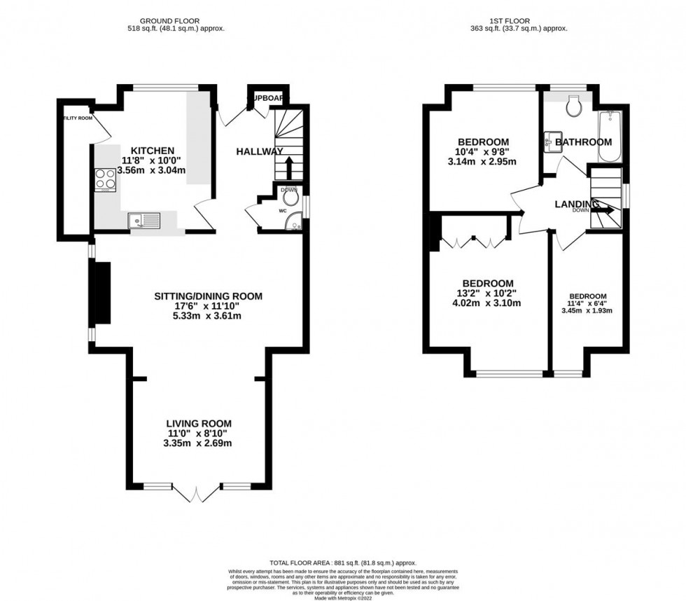 Floorplan for Hazel Close, Whitton