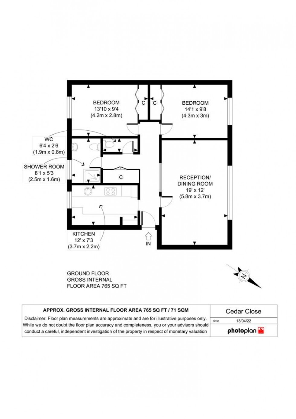 Floorplan for Cedar Close, Laleham