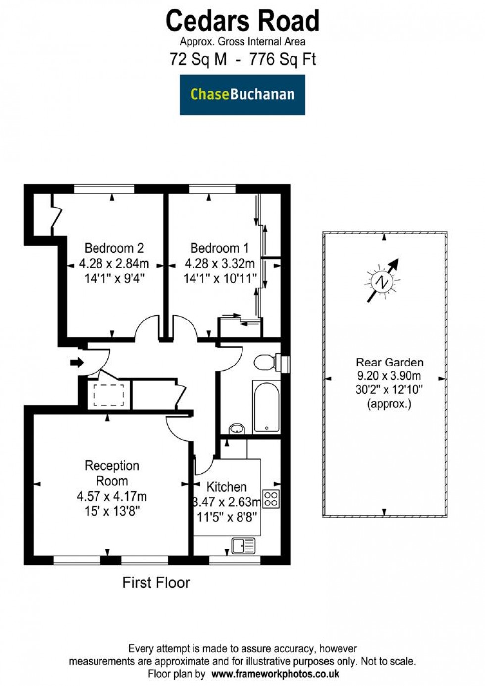 Floorplan for Cedars Road, Hampton Wick