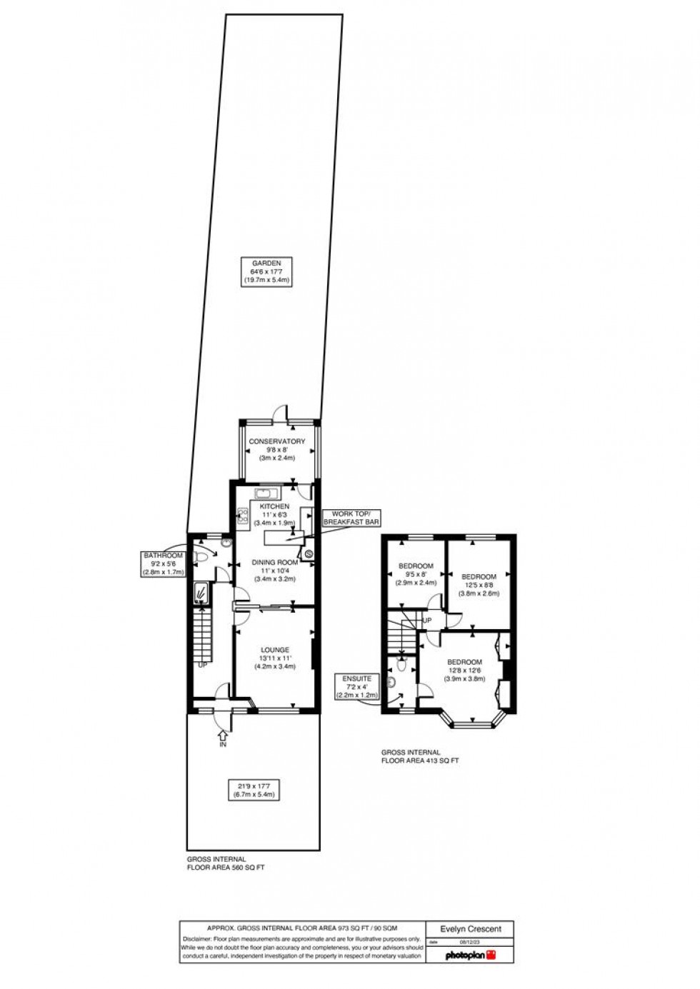 Floorplan for Evelyn Crescent, Sunbury-On-Thames