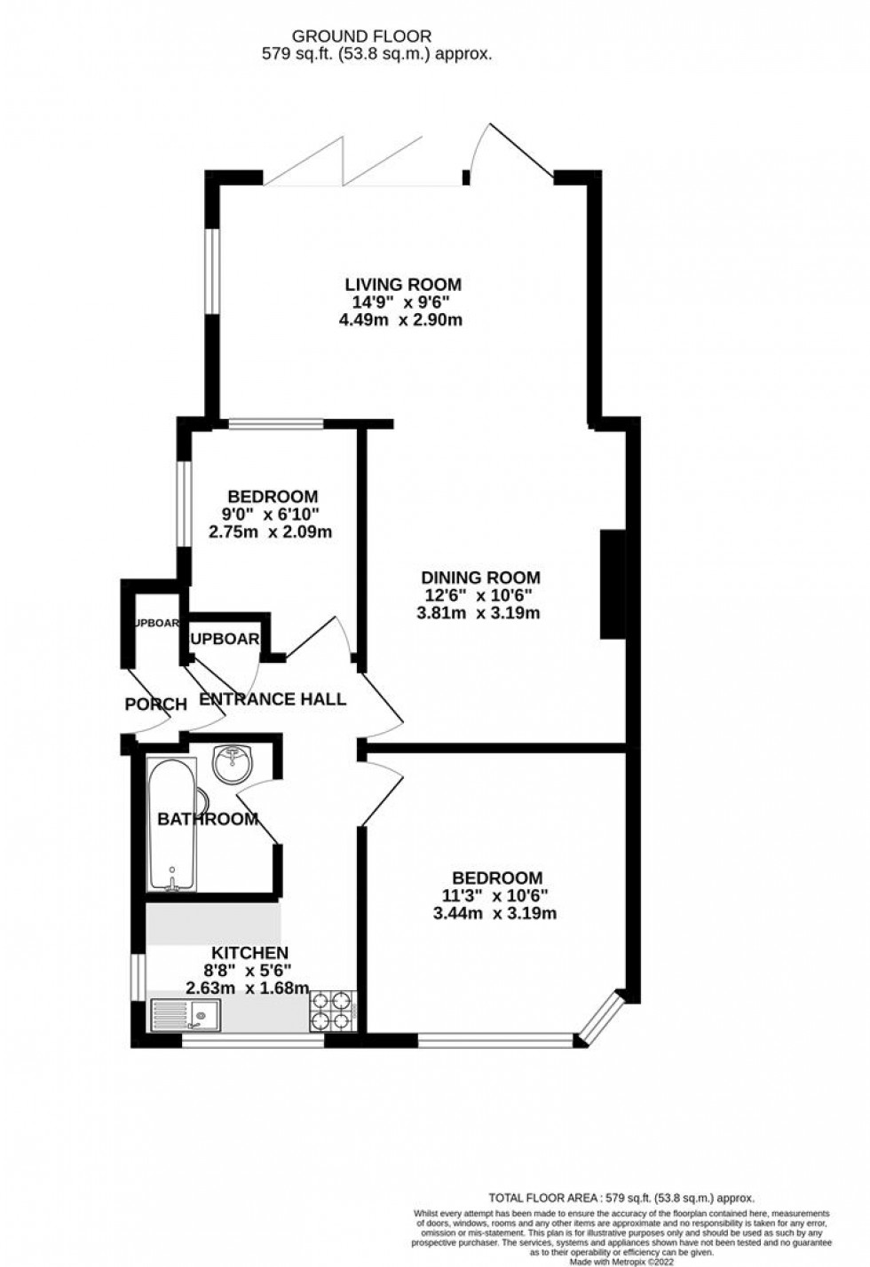Floorplan for Bramley Close, Whitton