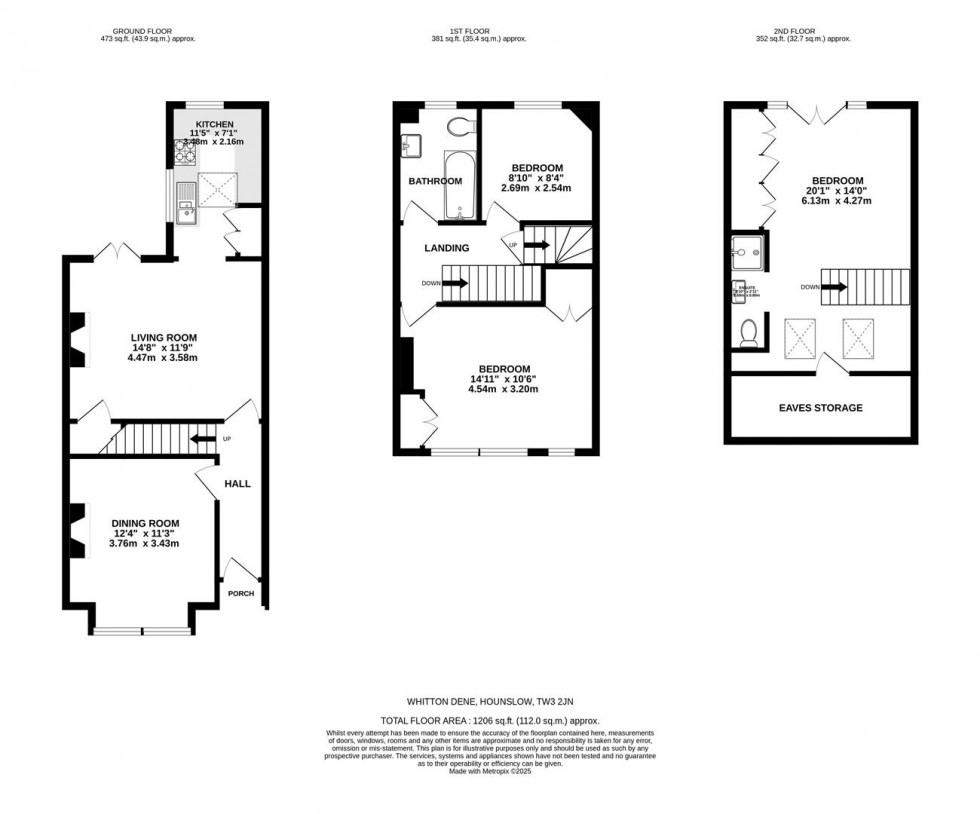 Floorplan for Whitton Dene, Whitton, Hounslow