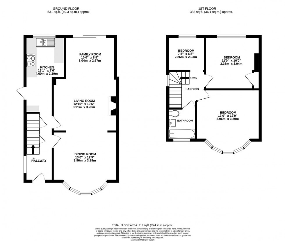 Floorplan for Argyle Avenue, Whitton, Hounslow